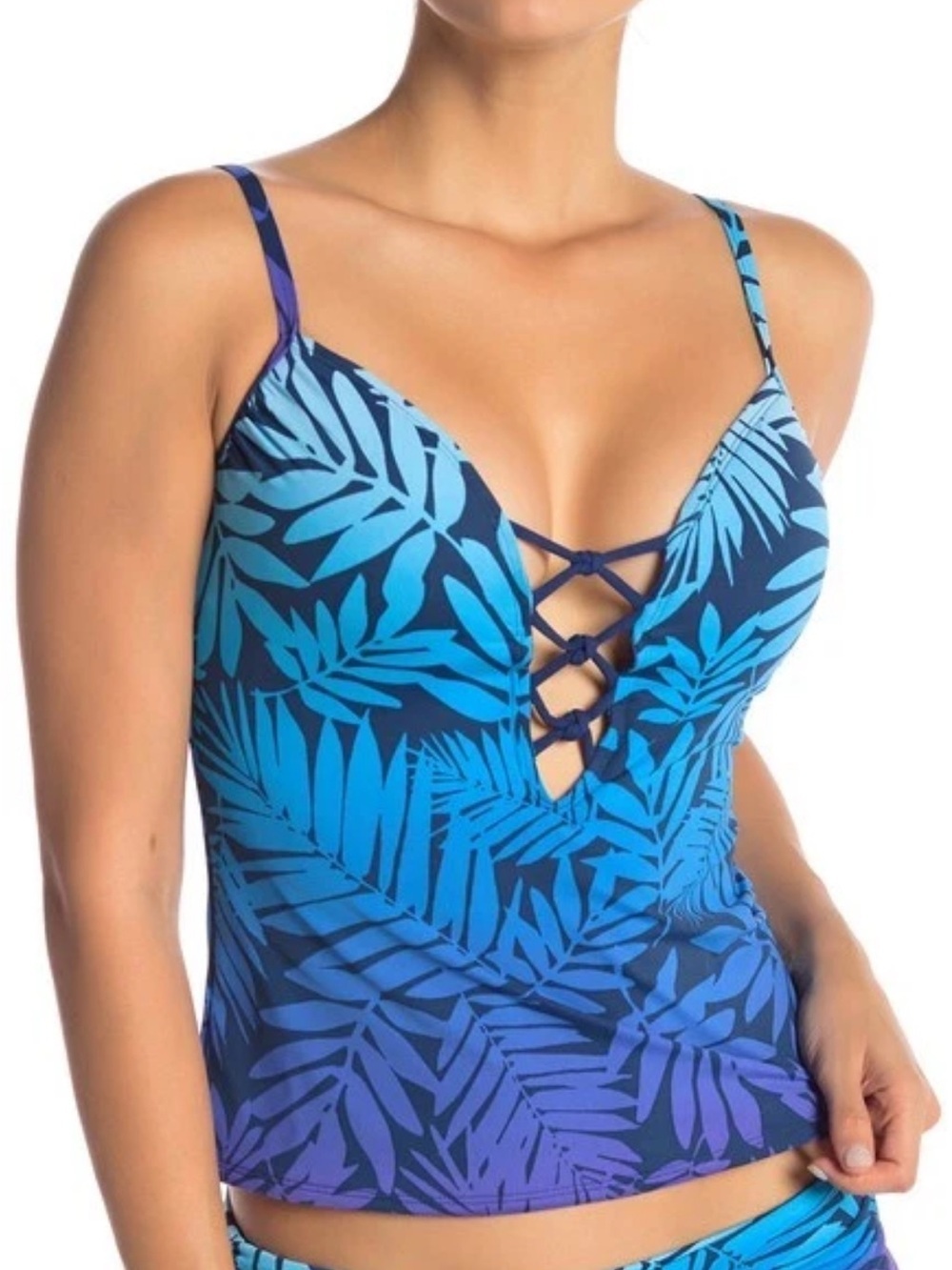 NWT’S Bleu Rod Beattie Swimsuit Bikini 2pc set Lattice Front Tankini SZ 14